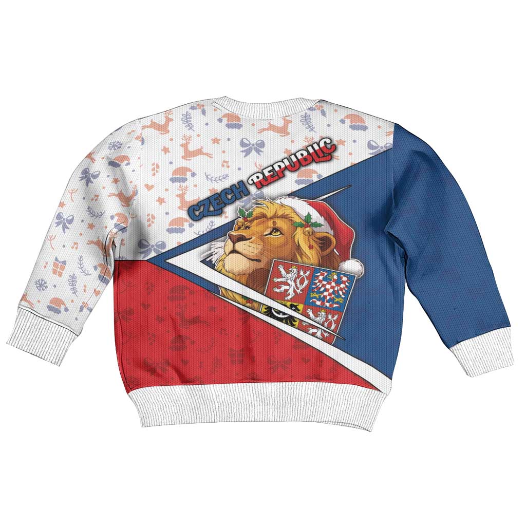 Czech Republic Christmas Kid Ugly Christmas Sweater The Lion With Coat Of Arms - Wonder Print Shop