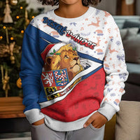 Czech Republic Christmas Kid Ugly Christmas Sweater The Lion With Coat Of Arms - Wonder Print Shop