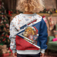 Czech Republic Christmas Kid Ugly Christmas Sweater The Lion With Coat Of Arms - Wonder Print Shop