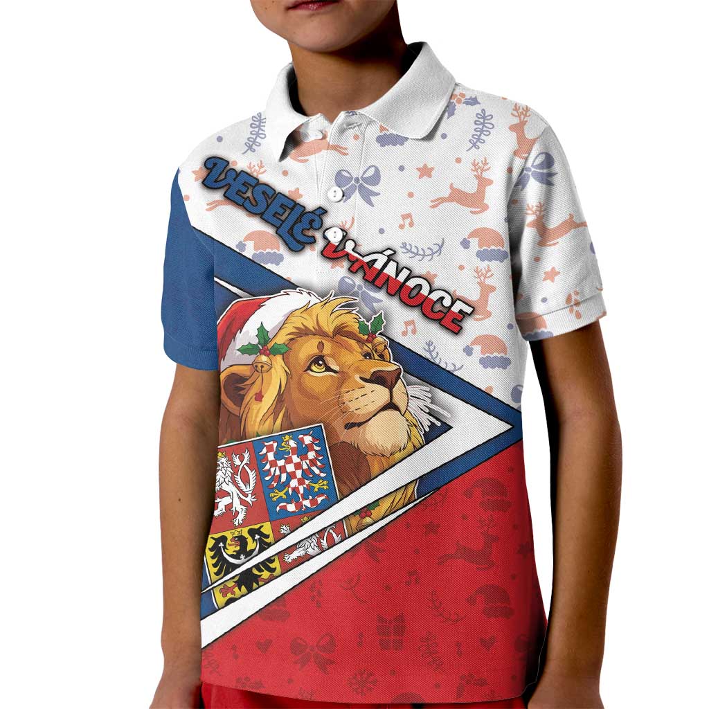 Czech Republic Christmas Kid Polo Shirt The Lion With Coat Of Arms - Wonder Print Shop