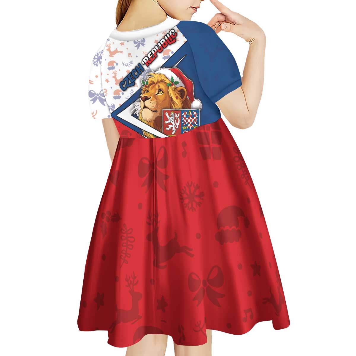 Czech Republic Christmas Kid Short Sleeve Dress The Lion With Coat Of Arms - Wonder Print Shop
