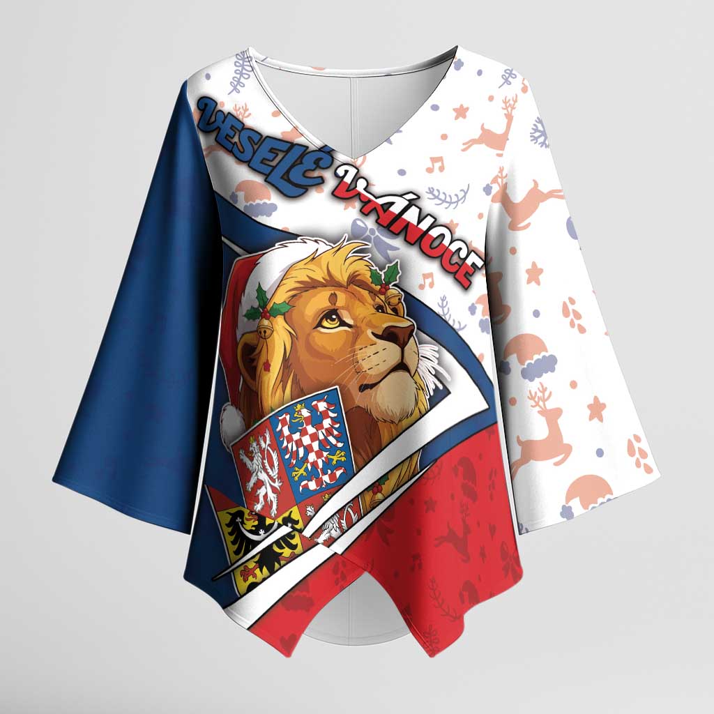 Czech Republic Christmas Kimono Sleeve Blouse The Lion With Coat Of Arms - Wonder Print Shop