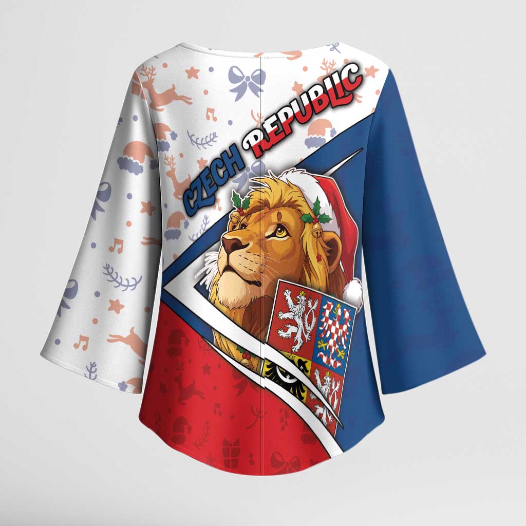 Czech Republic Christmas Kimono Sleeve Blouse The Lion With Coat Of Arms - Wonder Print Shop