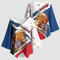 Czech Republic Christmas Kimono Sleeve Blouse The Lion With Coat Of Arms - Wonder Print Shop