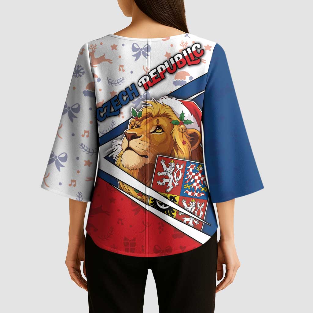 Czech Republic Christmas Kimono Sleeve Blouse The Lion With Coat Of Arms - Wonder Print Shop