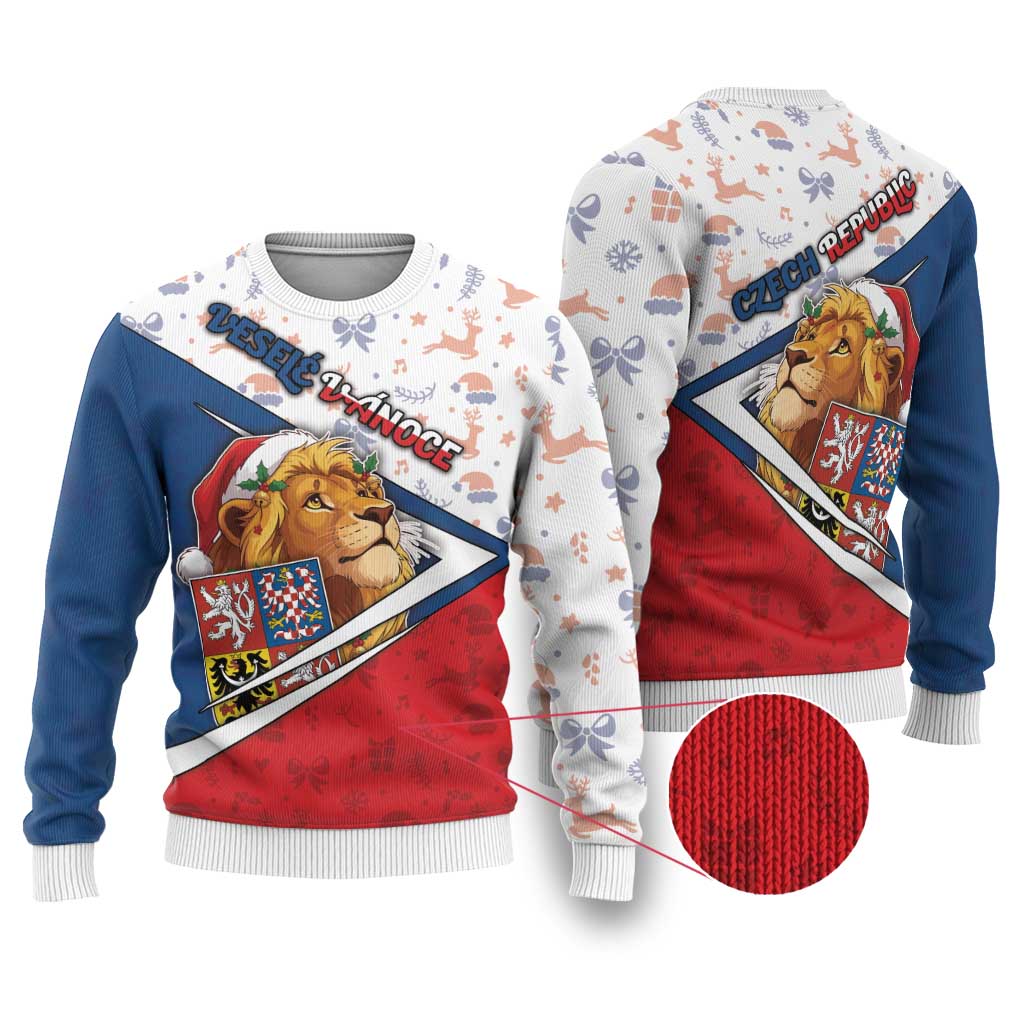 Czech Republic Christmas Ugly Christmas Sweater The Lion With Coat Of Arms - Wonder Print Shop