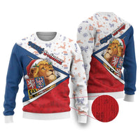 Czech Republic Christmas Ugly Christmas Sweater The Lion With Coat Of Arms - Wonder Print Shop