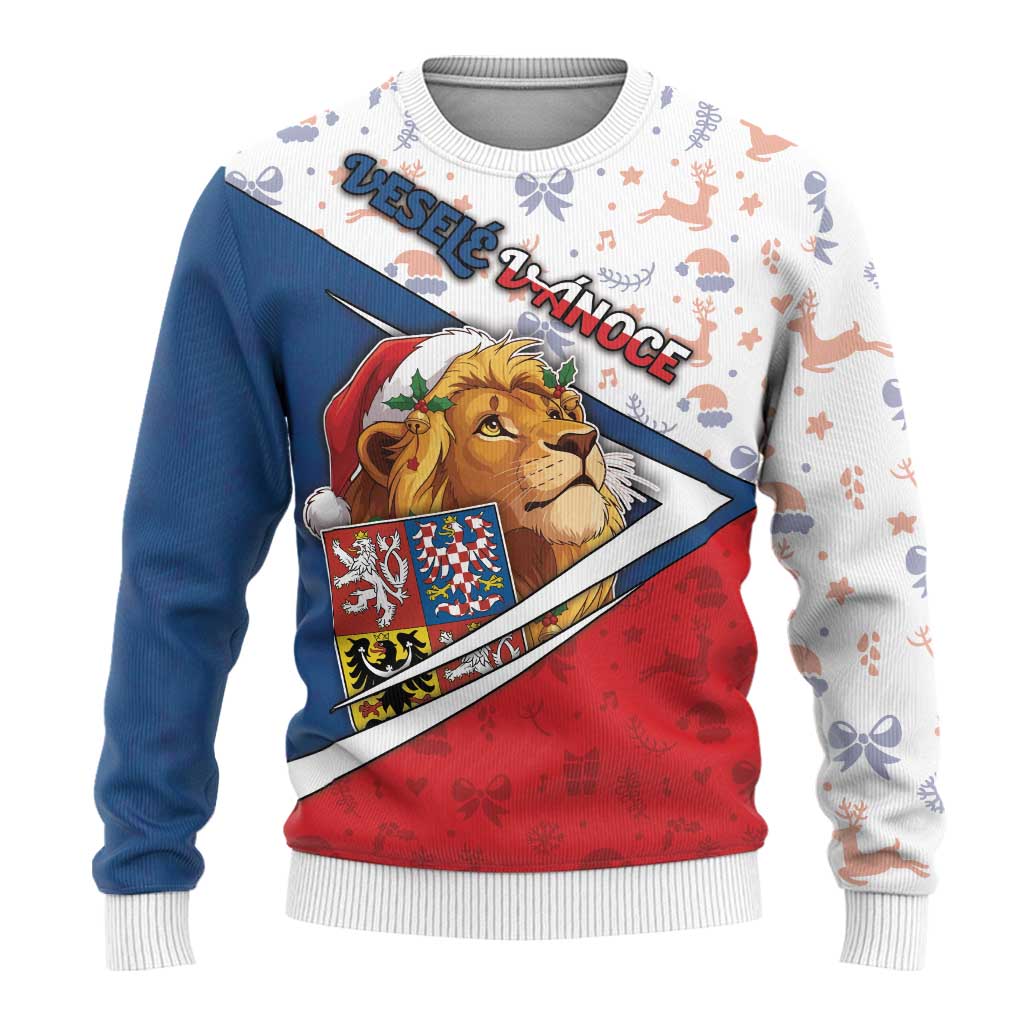 Czech Republic Christmas Ugly Christmas Sweater The Lion With Coat Of Arms - Wonder Print Shop