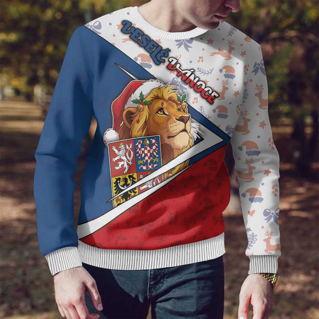 Czech Republic Christmas Ugly Christmas Sweater The Lion With Coat Of Arms - Wonder Print Shop