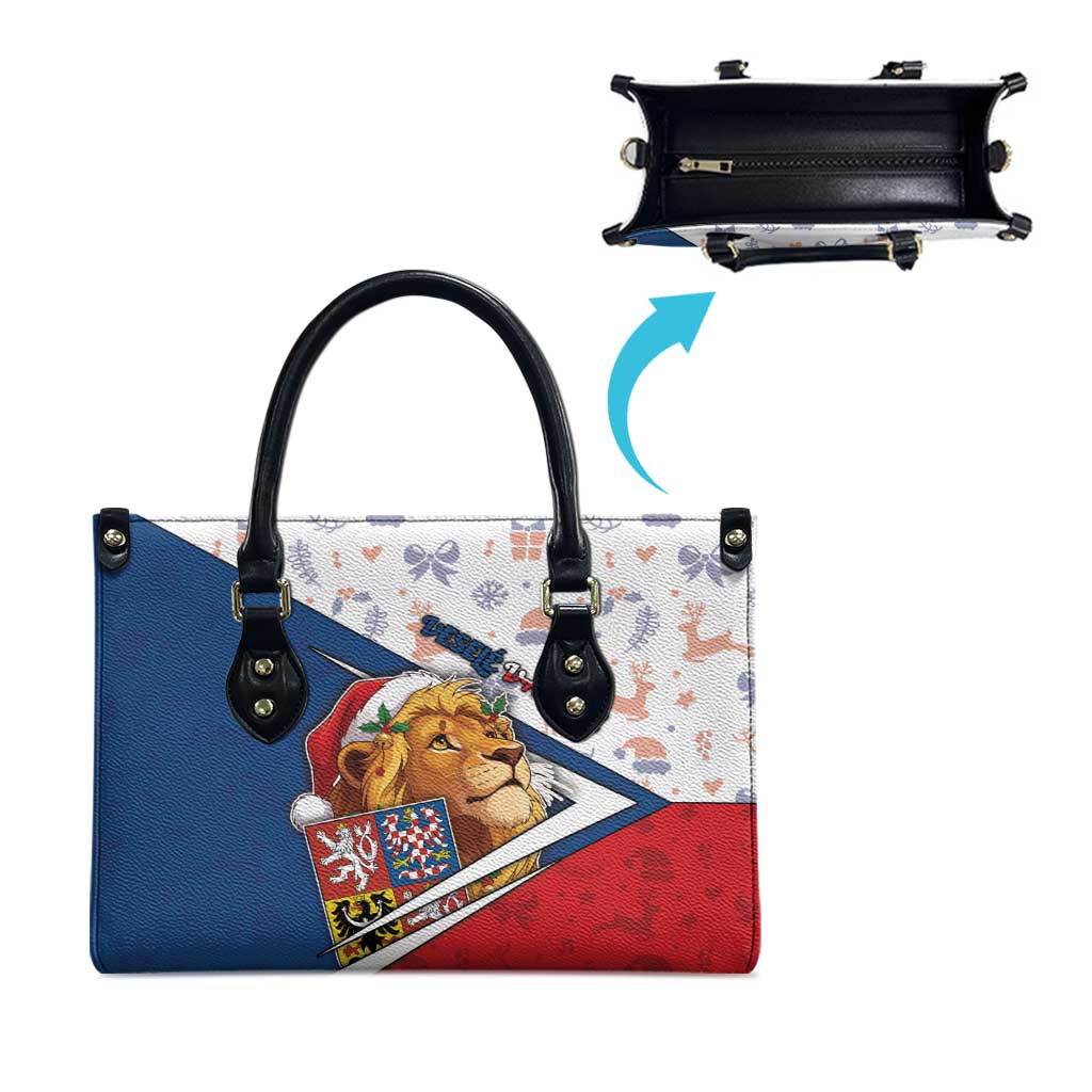 Czech Republic Christmas Leather Bag The Lion With Coat Of Arms - Wonder Print Shop