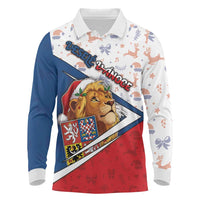 Czech Republic Christmas Long Sleeve Polo Shirt The Lion With Coat Of Arms - Wonder Print Shop