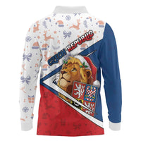 Czech Republic Christmas Long Sleeve Polo Shirt The Lion With Coat Of Arms - Wonder Print Shop