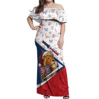Czech Republic Christmas Off Shoulder Maxi Dress The Lion With Coat Of Arms - Wonder Print Shop