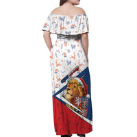 Czech Republic Christmas Off Shoulder Maxi Dress The Lion With Coat Of Arms - Wonder Print Shop