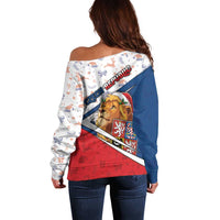 Czech Republic Christmas Off Shoulder Sweater The Lion With Coat Of Arms - Wonder Print Shop