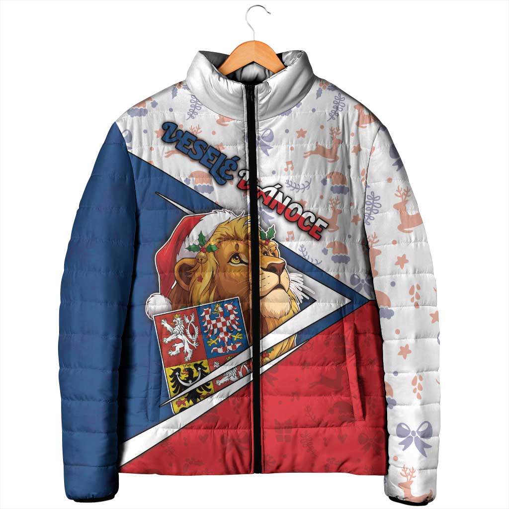 Czech Republic Christmas Padded Jacket The Lion With Coat Of Arms - Wonder Print Shop