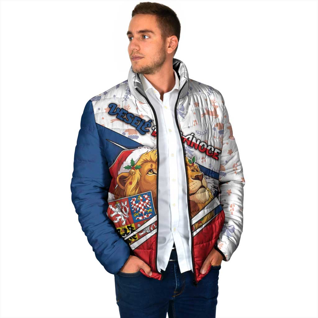 Czech Republic Christmas Padded Jacket The Lion With Coat Of Arms - Wonder Print Shop