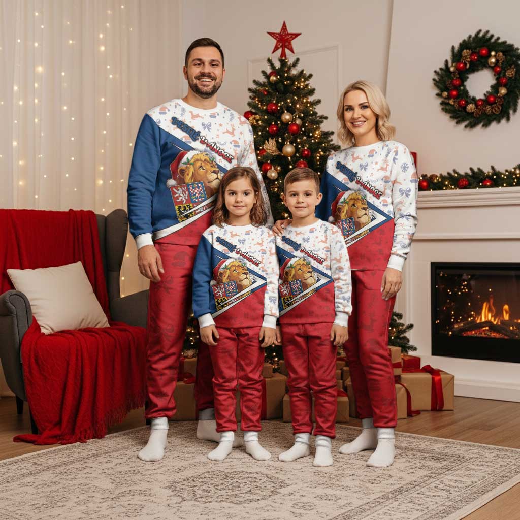 Czech Republic Christmas Pajama Set The Lion With Coat Of Arms - Wonder Print Shop