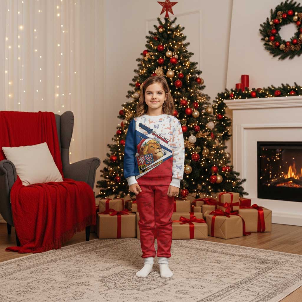 Czech Republic Christmas Pajama Set The Lion With Coat Of Arms - Wonder Print Shop