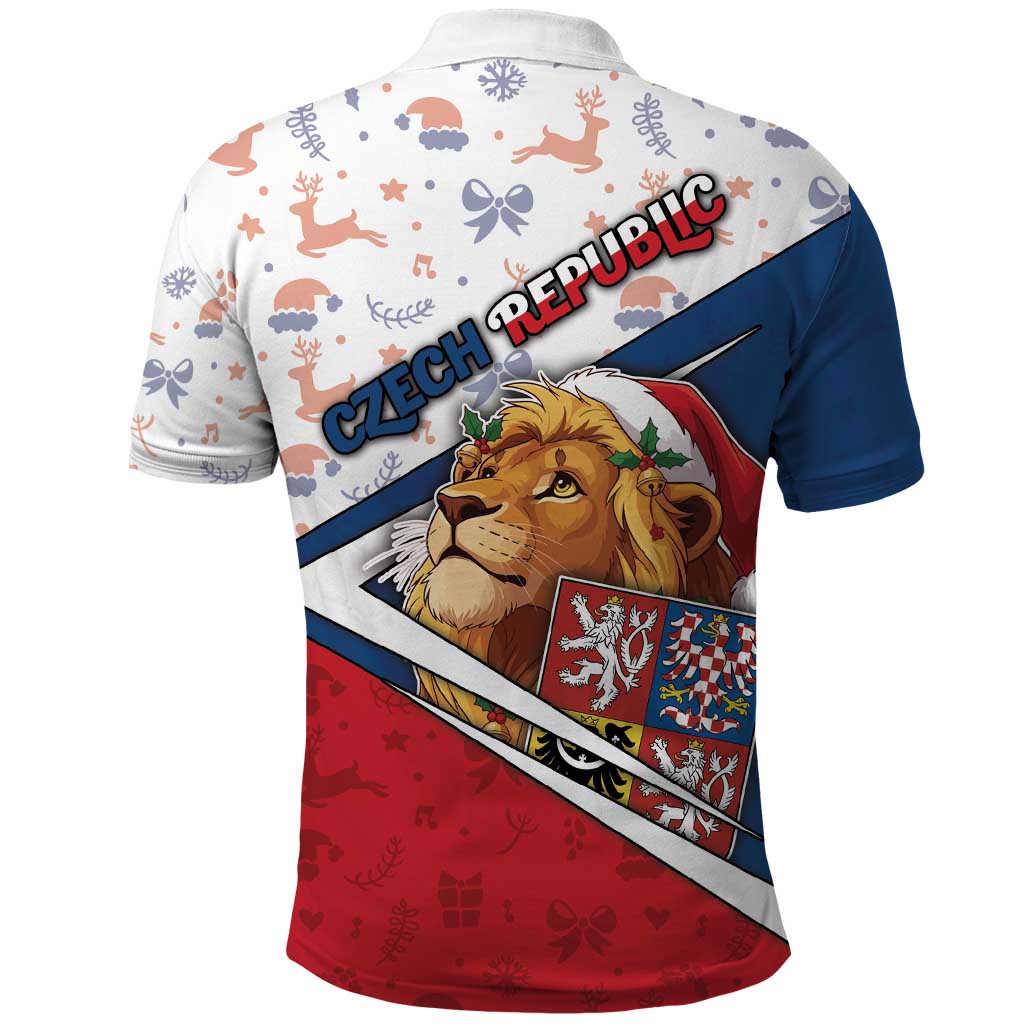 Czech Republic Christmas Polo Shirt The Lion With Coat Of Arms - Wonder Print Shop