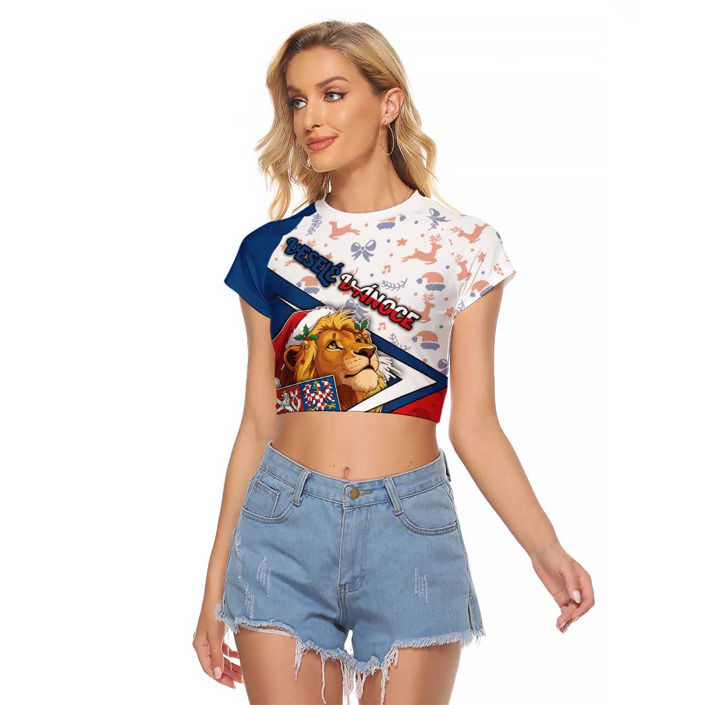 Czech Republic Christmas Raglan Cropped T Shirt The Lion With Coat Of Arms - Wonder Print Shop