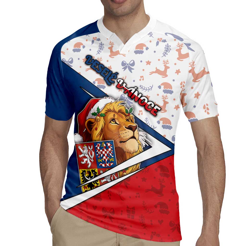 Czech Republic Christmas Rugby Jersey The Lion With Coat Of Arms - Wonder Print Shop