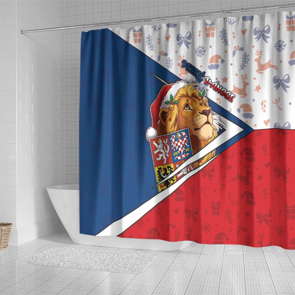 Czech Republic Christmas Shower Curtain The Lion With Coat Of Arms - Wonder Print Shop