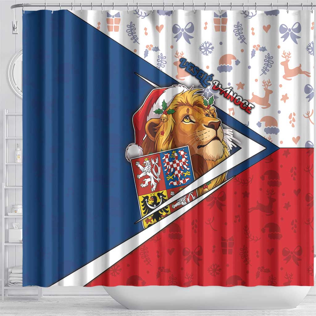 Czech Republic Christmas Shower Curtain The Lion With Coat Of Arms - Wonder Print Shop