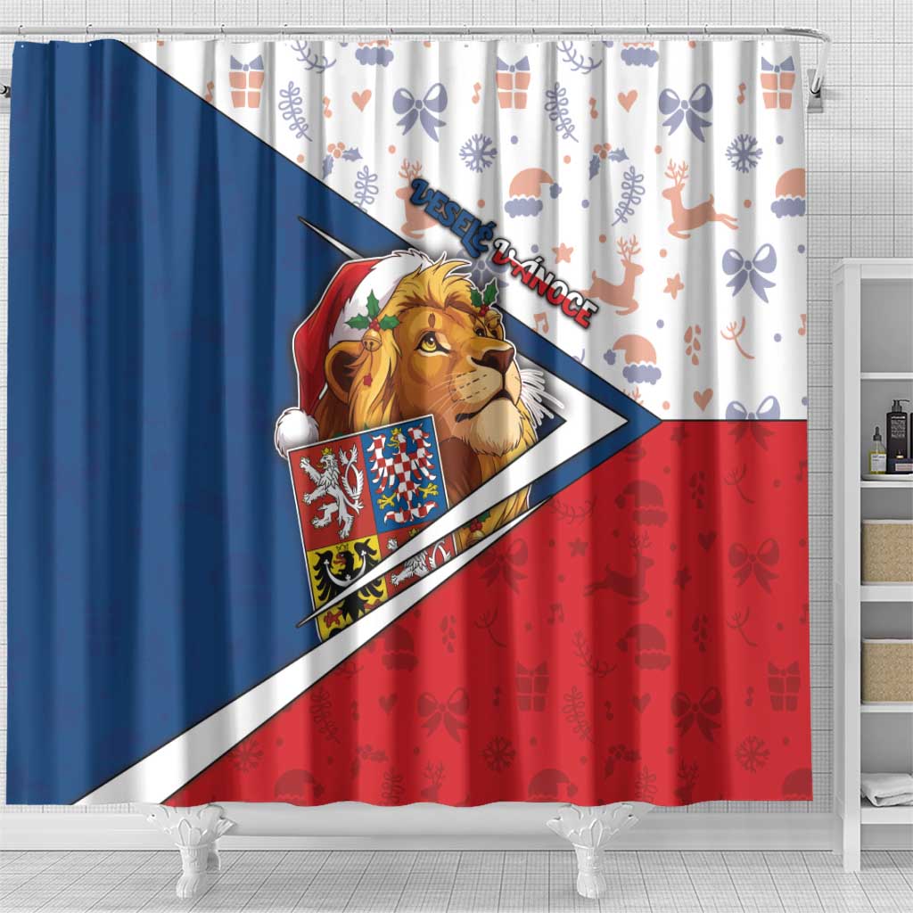 Czech Republic Christmas Shower Curtain The Lion With Coat Of Arms - Wonder Print Shop