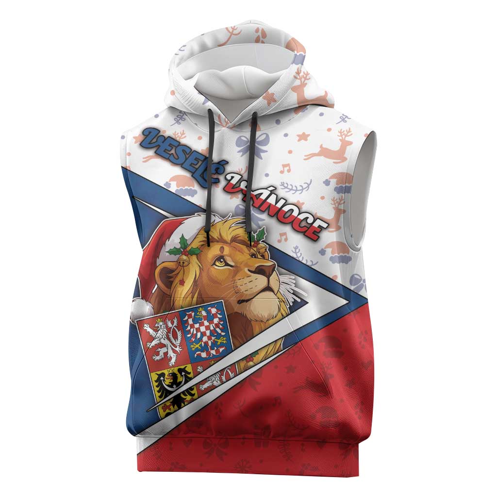 Czech Republic Christmas Sleeveless Hoodie The Lion With Coat Of Arms - Wonder Print Shop