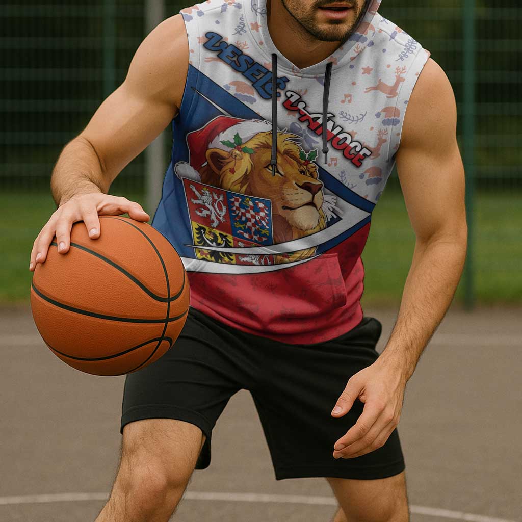 Czech Republic Christmas Sleeveless Hoodie The Lion With Coat Of Arms - Wonder Print Shop