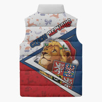 Czech Republic Christmas Sleeveless Puffer Jacket The Lion With Coat Of Arms - Wonder Print Shop