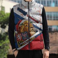 Czech Republic Christmas Sleeveless Puffer Jacket The Lion With Coat Of Arms - Wonder Print Shop