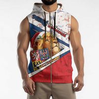 Czech Republic Christmas Sleeveless Zip Hoodie The Lion With Coat Of Arms - Wonder Print Shop