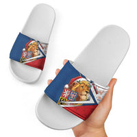 Czech Republic Christmas Slide Sandals The Lion With Coat Of Arms - Wonder Print Shop