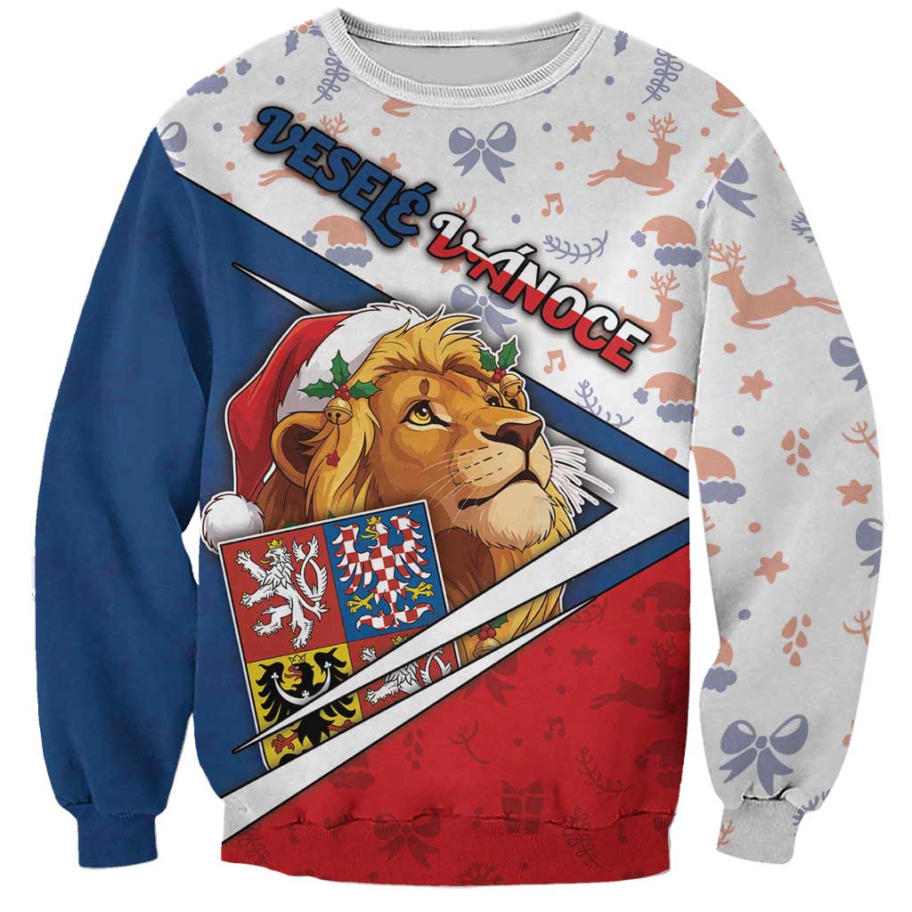 Czech Republic Christmas Sweatshirt The Lion With Coat Of Arms - Wonder Print Shop