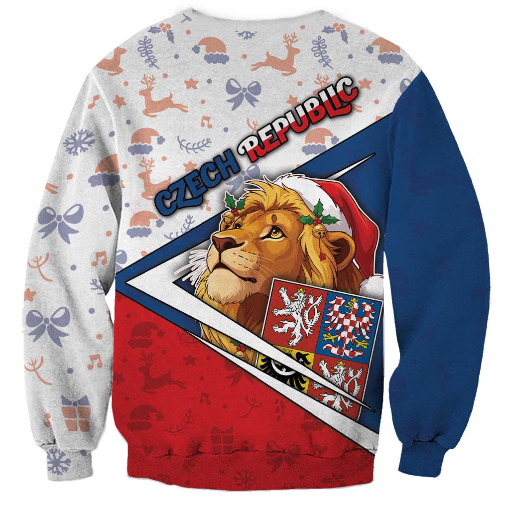 Czech Republic Christmas Sweatshirt The Lion With Coat Of Arms - Wonder Print Shop