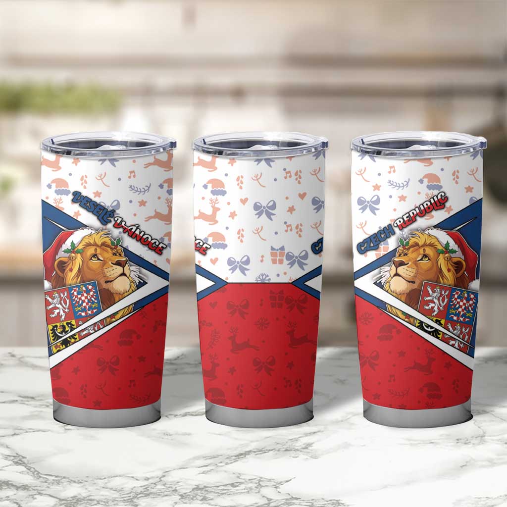 Czech Republic Christmas Tumbler Cup The Lion With Coat Of Arms - Wonder Print Shop
