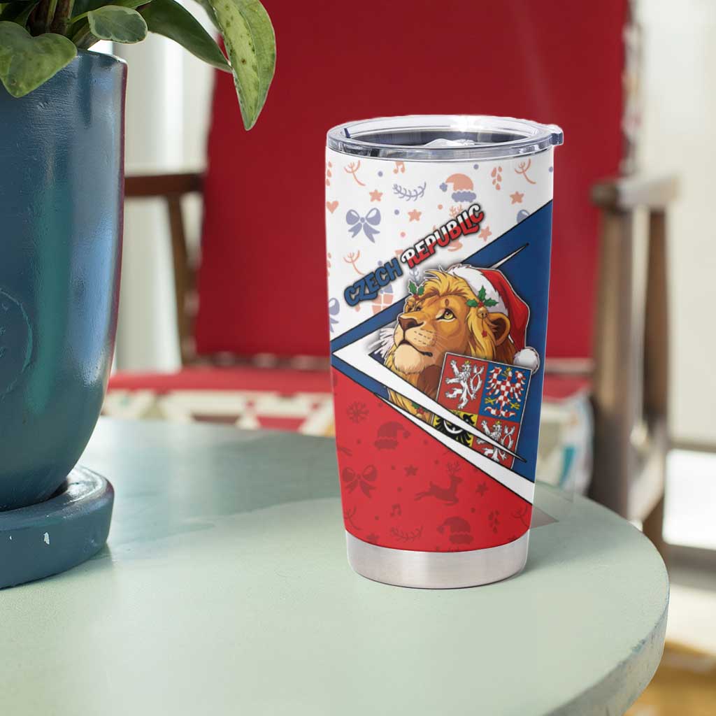 Czech Republic Christmas Tumbler Cup The Lion With Coat Of Arms - Wonder Print Shop