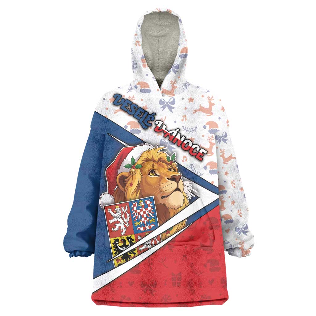 Czech Republic Christmas Wearable Blanket Hoodie The Lion With Coat Of Arms - Wonder Print Shop