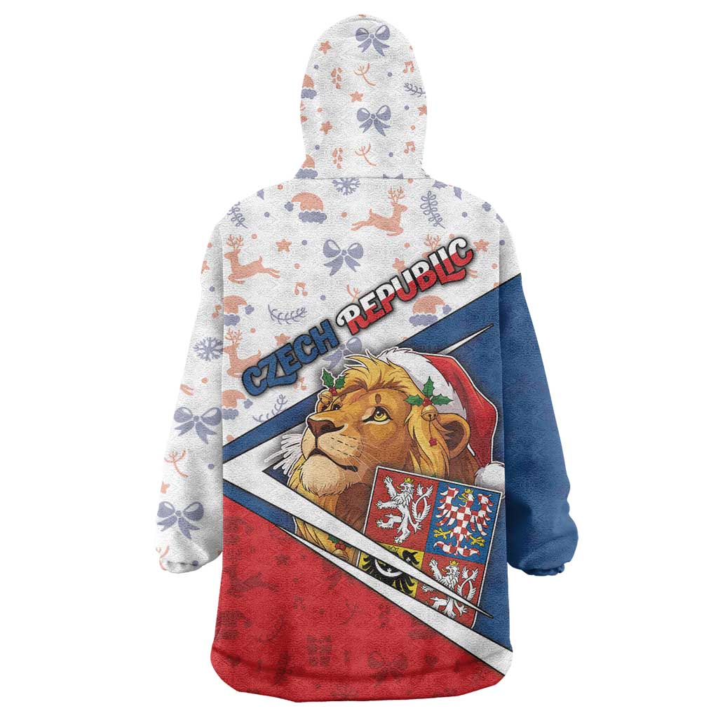 Czech Republic Christmas Wearable Blanket Hoodie The Lion With Coat Of Arms - Wonder Print Shop