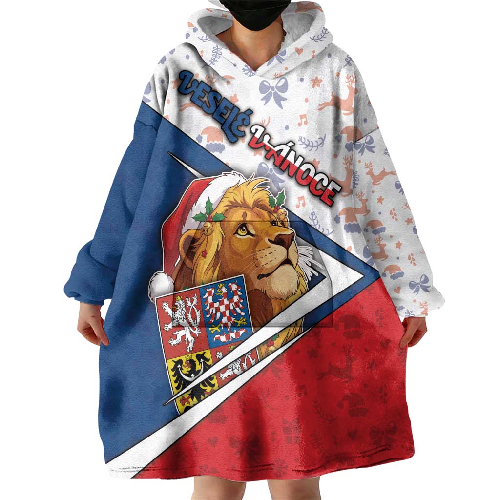 Czech Republic Christmas Wearable Blanket Hoodie The Lion With Coat Of Arms - Wonder Print Shop