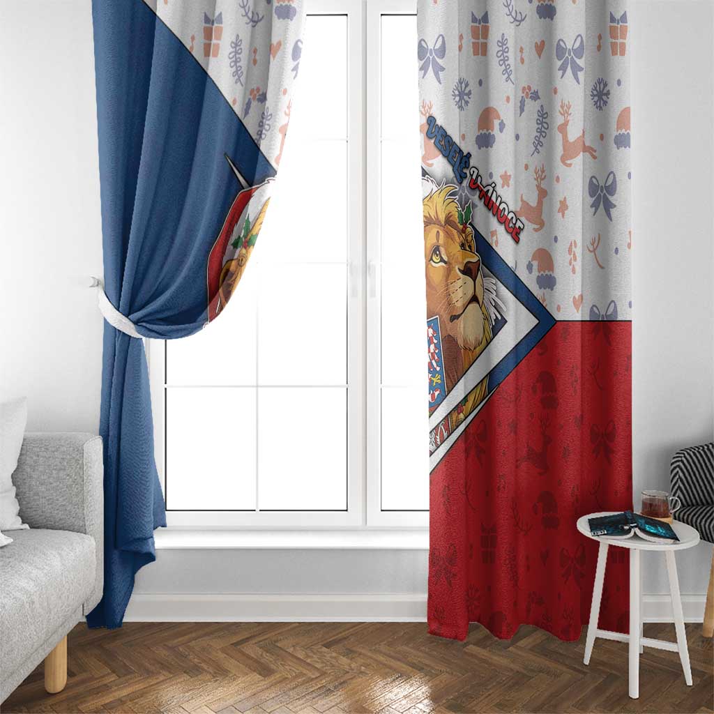 Czech Republic Christmas Window Curtain The Lion With Coat Of Arms - Wonder Print Shop