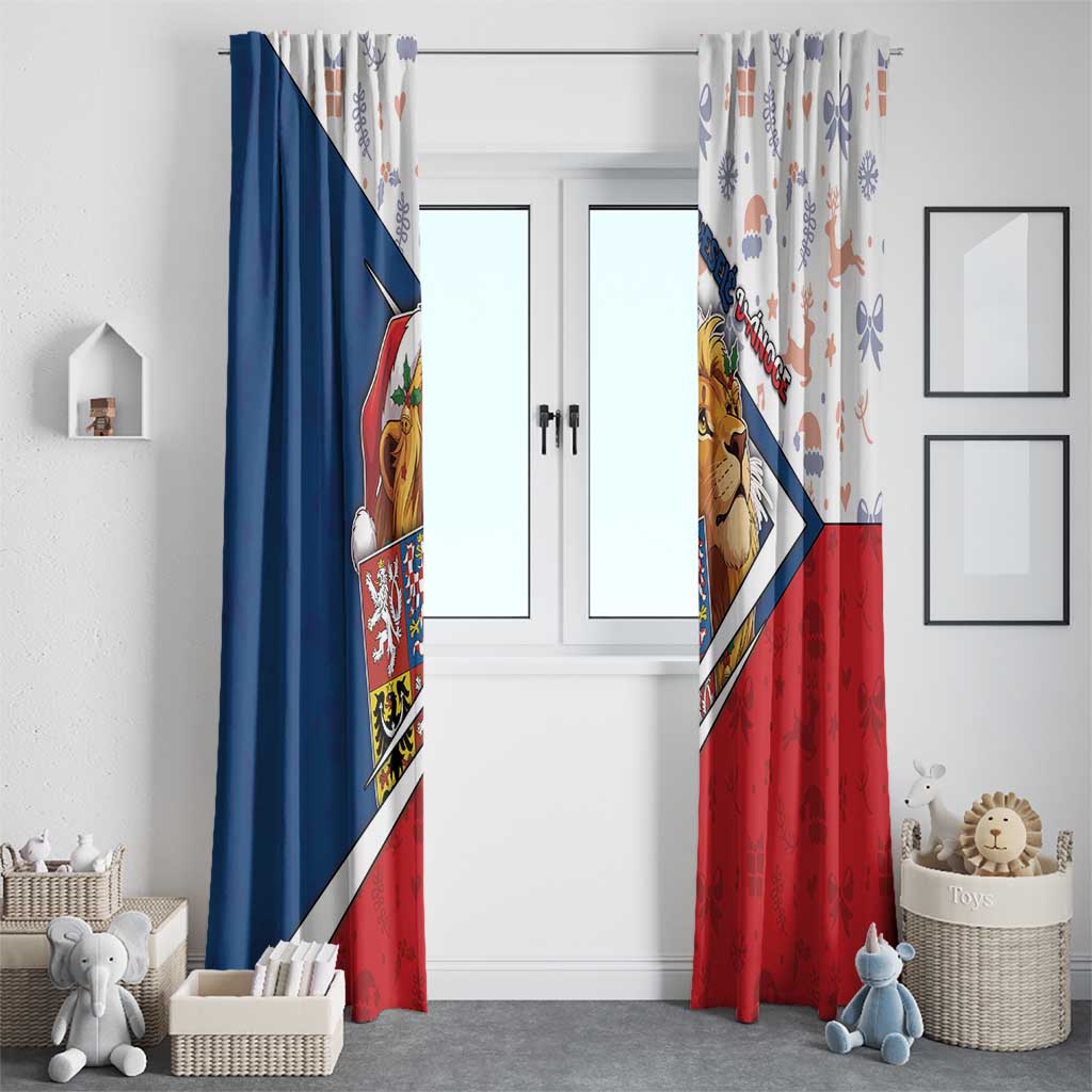 Czech Republic Christmas Window Curtain The Lion With Coat Of Arms - Wonder Print Shop
