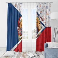 Czech Republic Christmas Window Curtain The Lion With Coat Of Arms - Wonder Print Shop