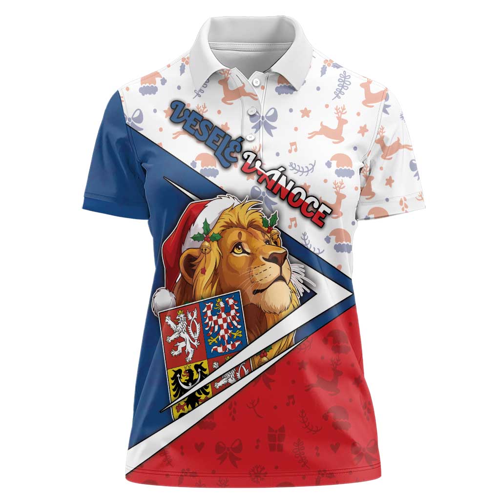 Czech Republic Christmas Women Polo Shirt The Lion With Coat Of Arms - Wonder Print Shop