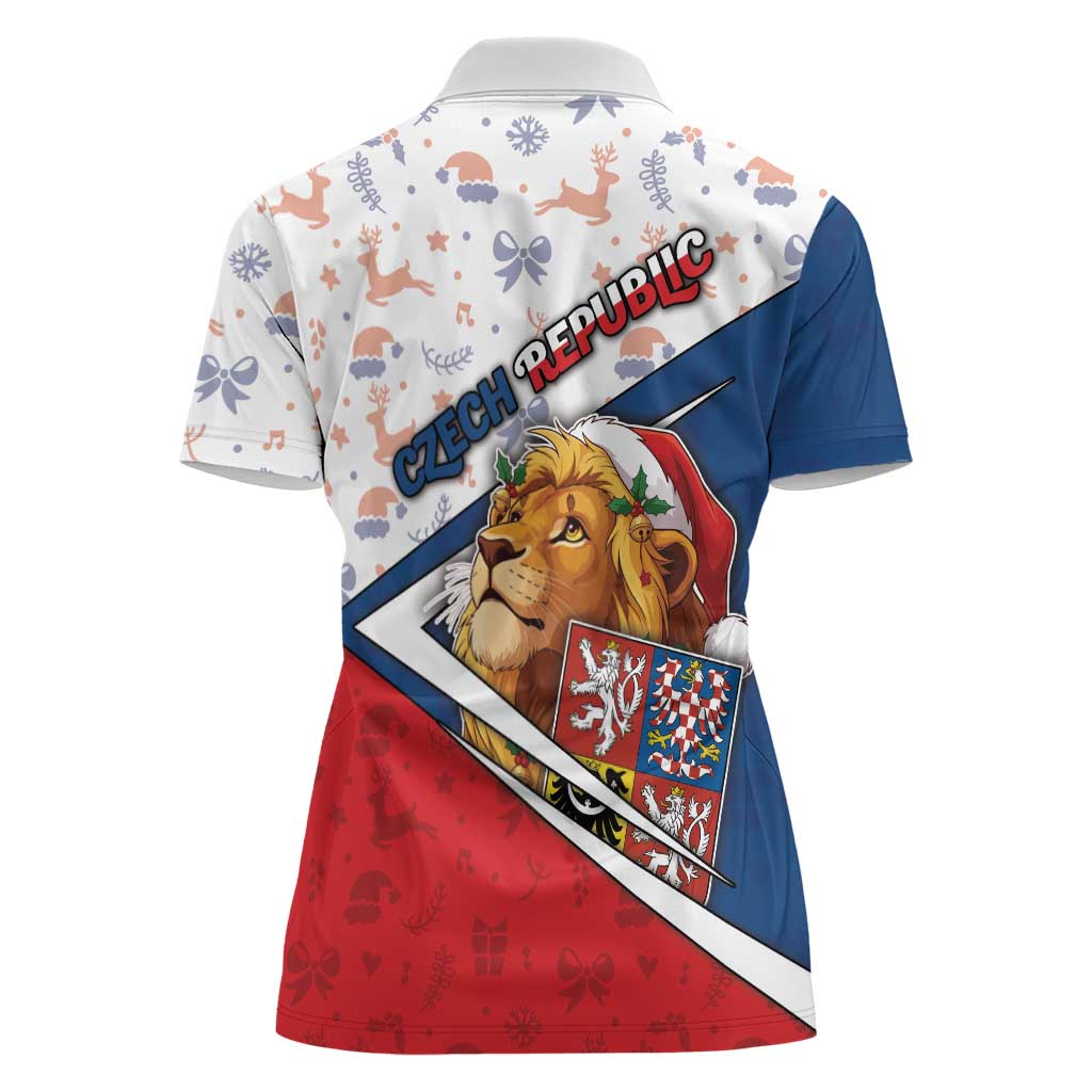 Czech Republic Christmas Women Polo Shirt The Lion With Coat Of Arms - Wonder Print Shop