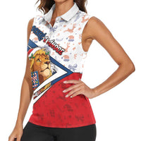 Czech Republic Christmas Women Sleeveless Polo Shirt The Lion With Coat Of Arms - Wonder Print Shop