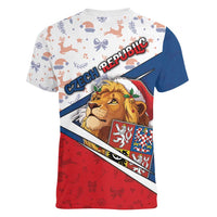 Czech Republic Christmas Women V-Neck T-Shirt The Lion With Coat Of Arms - Wonder Print Shop