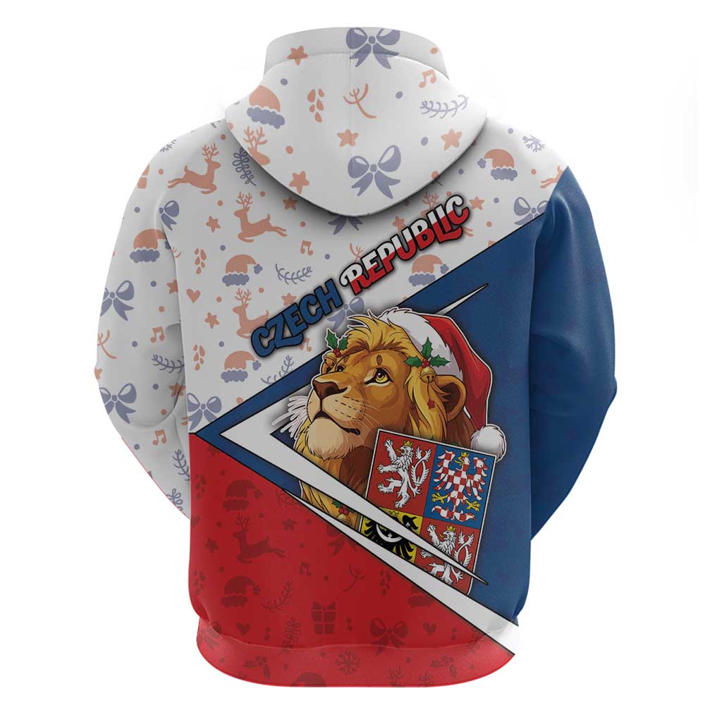 Czech Republic Christmas Zip Hoodie The Lion With Coat Of Arms - Wonder Print Shop